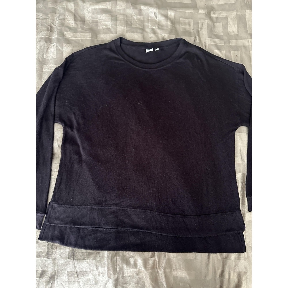 BP. Sweater Womens XL Black Rayon Blend Pullover Hi Low Hem Side Slit‎ Crewneck